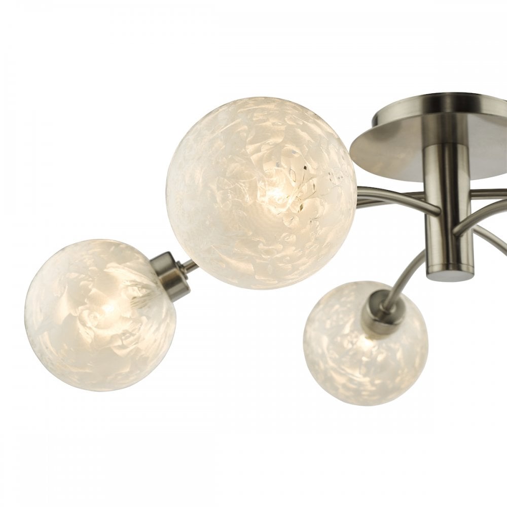 Dar AVA6446 Avari 6 Light Semi Flush Satin Nickel Frosted Glass