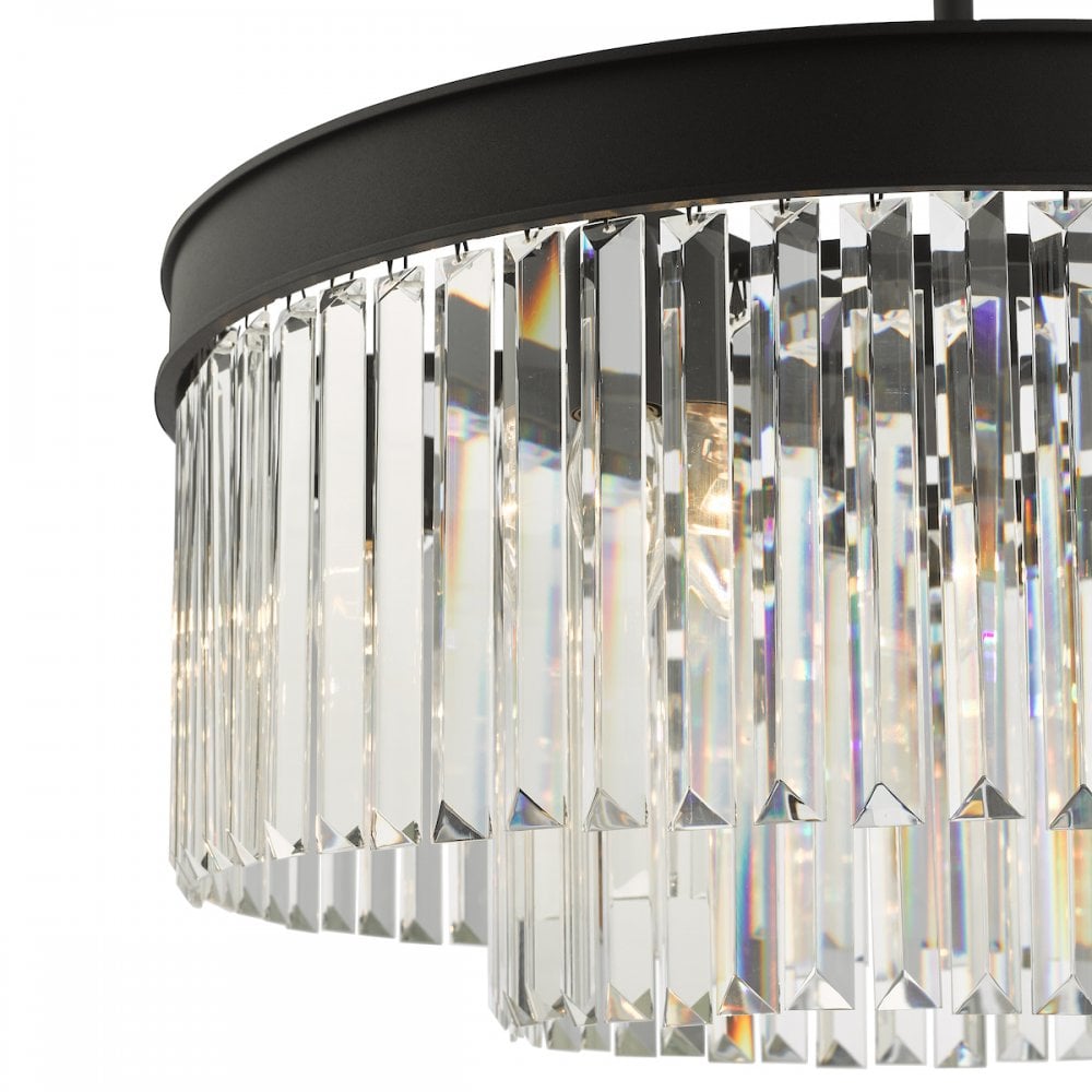 Dar CEL0622 Celeus 6 Light Chandelier Anthracite & Crystal