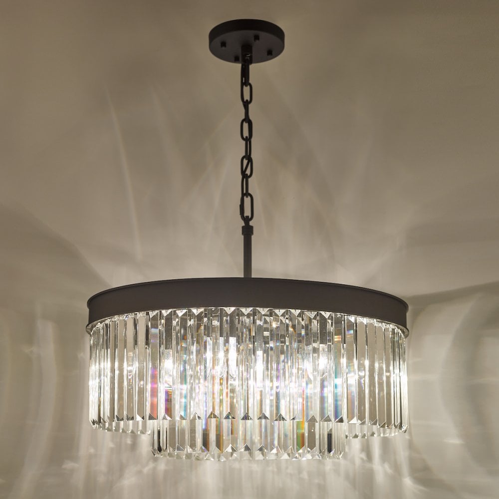 Dar CEL0622 Celeus 6 Light Chandelier Anthracite & Crystal