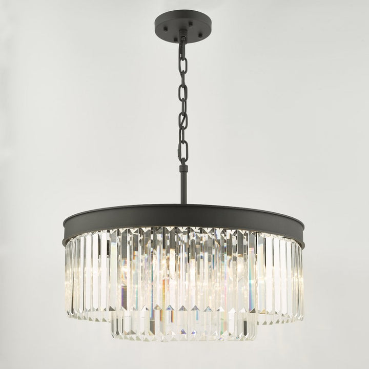 Dar CEL0622 Celeus 6 Light Chandelier Anthracite & Crystal