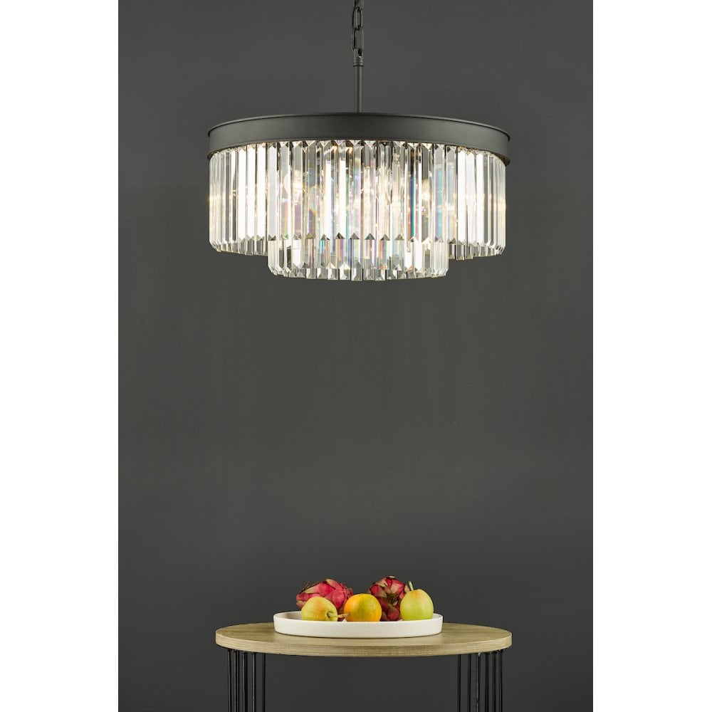 Dar CEL0622 Celeus 6 Light Chandelier Anthracite & Crystal