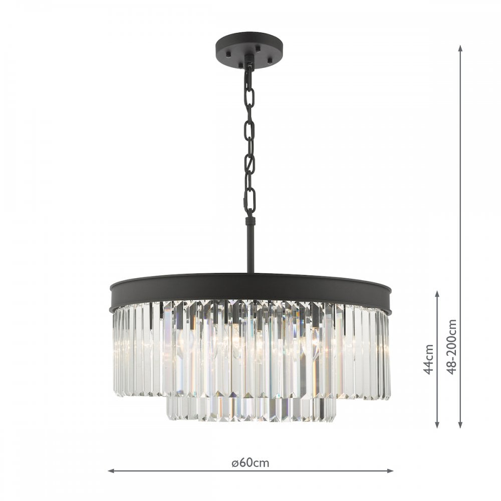 Dar CEL0622 Celeus 6 Light Chandelier Anthracite & Crystal