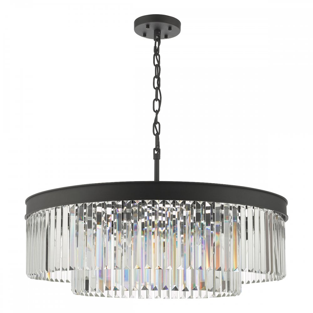 Dar CEL0822 Celeus 8 Light Chandelier Anthracite & Crystal