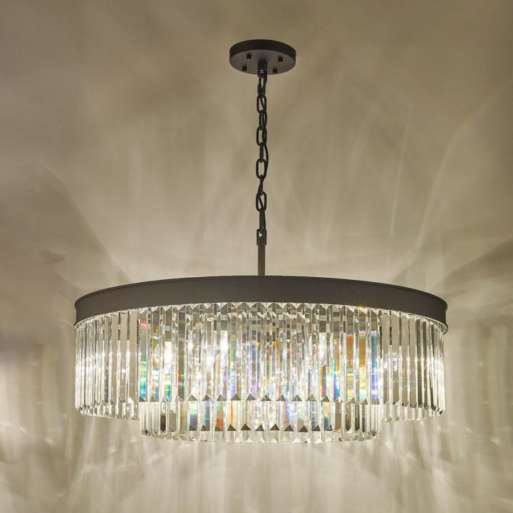 Dar CEL0822 Celeus 8 Light Chandelier Anthracite & Crystal