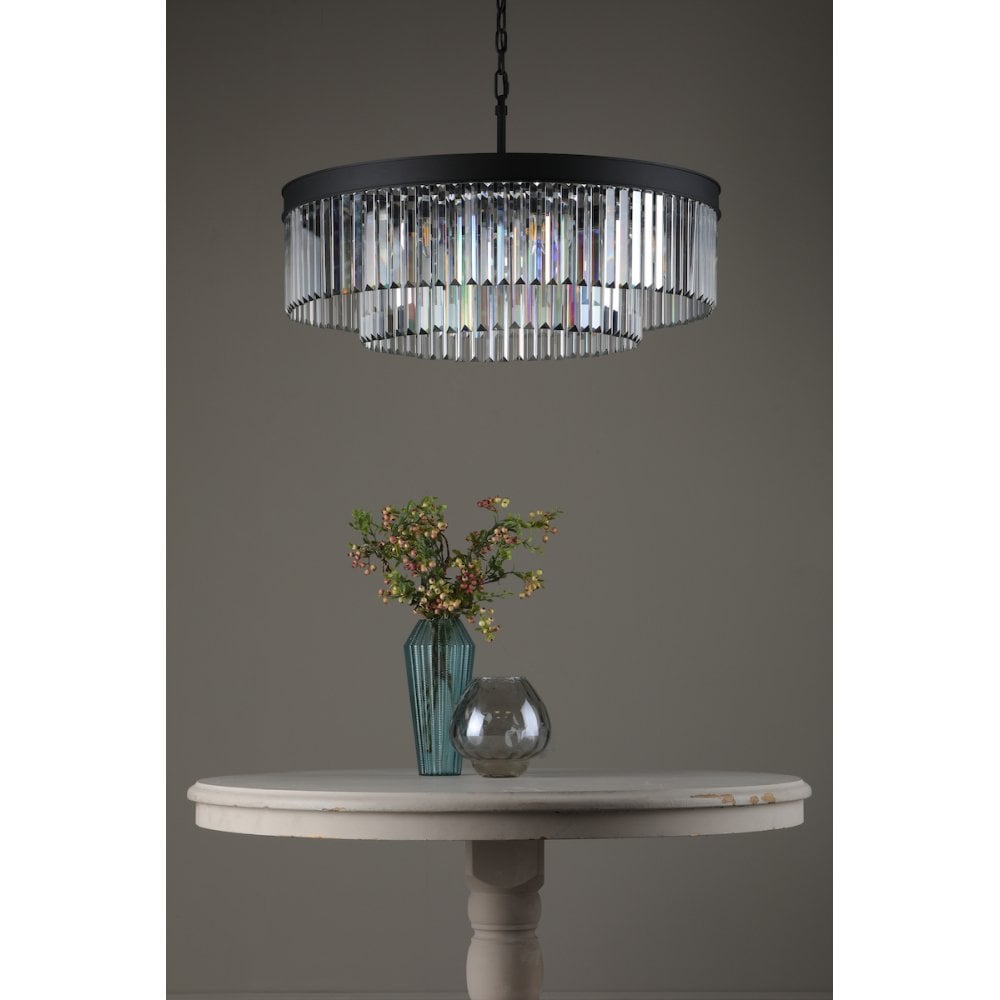 Dar CEL0822 Celeus 8 Light Chandelier Anthracite & Crystal