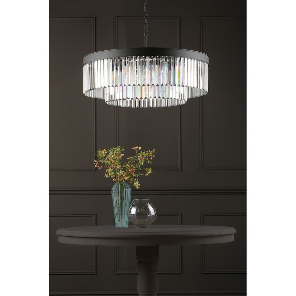 Dar CEL0822 Celeus 8 Light Chandelier Anthracite & Crystal