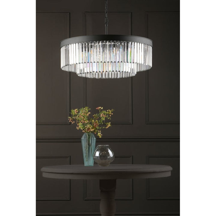 Dar CEL0822 Celeus 8 Light Chandelier Anthracite & Crystal