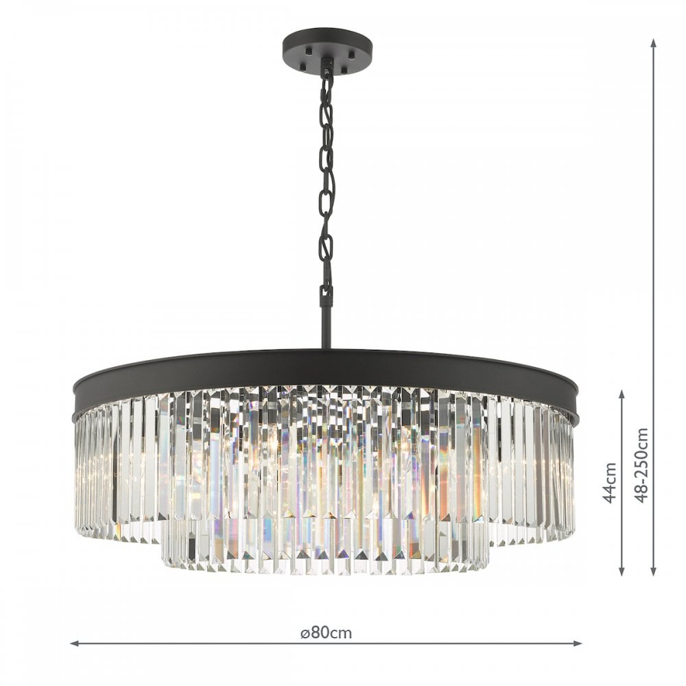 Dar CEL0822 Celeus 8 Light Chandelier Anthracite & Crystal