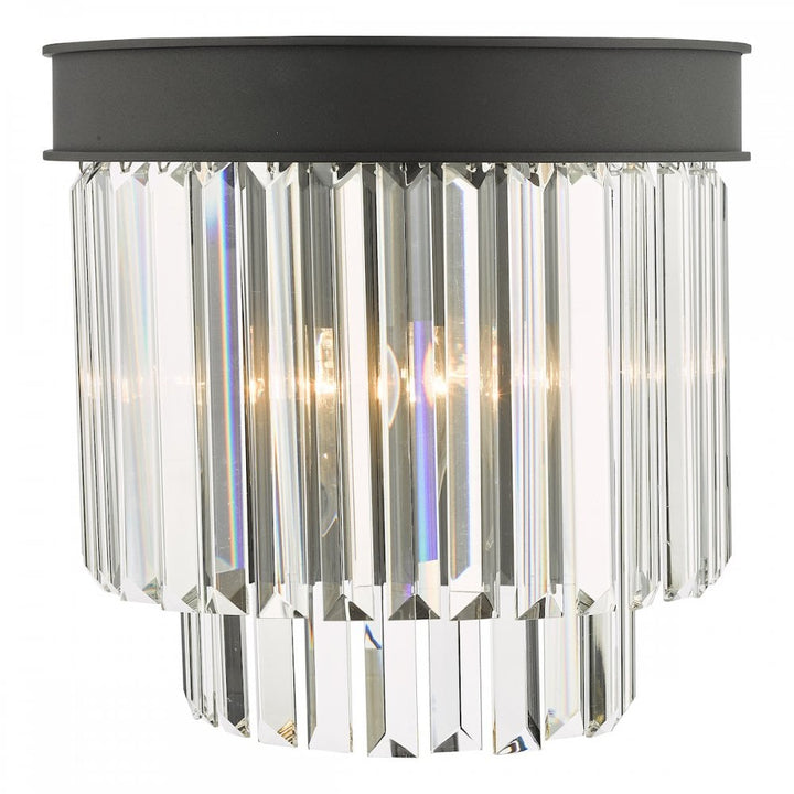 Dar CEL0922 Celeus 2 Light Wall Light Anthracite & Crystal