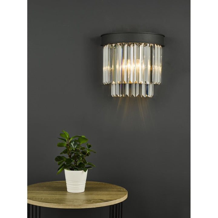 Dar CEL0922 Celeus 2 Light Wall Light Anthracite & Crystal