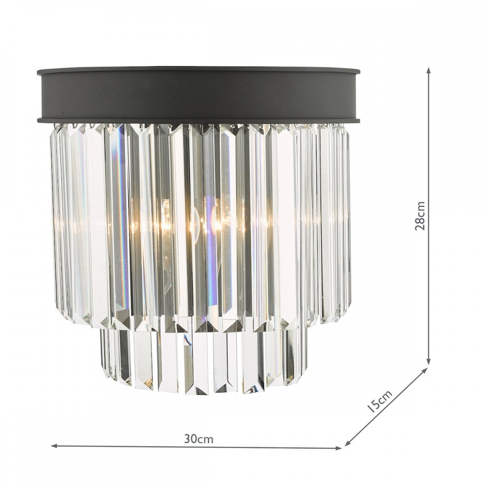 Dar CEL0922 Celeus 2 Light Wall Light Anthracite & Crystal