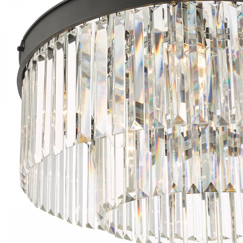 Dar CEL4822 Celeus 6 Light Flush Matt Anthracite & Crystal