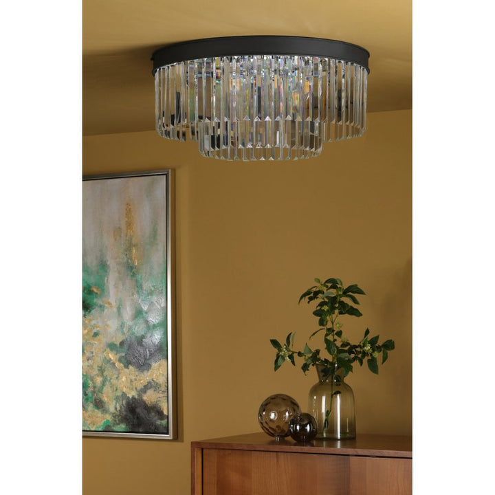 Dar CEL4822 Celeus 6 Light Flush Matt Anthracite & Crystal