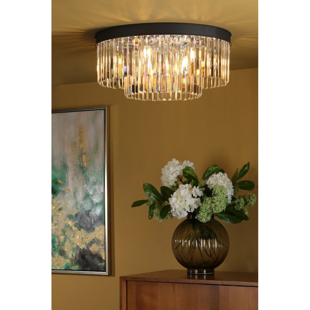 Dar CEL4822 Celeus 6 Light Flush Matt Anthracite & Crystal