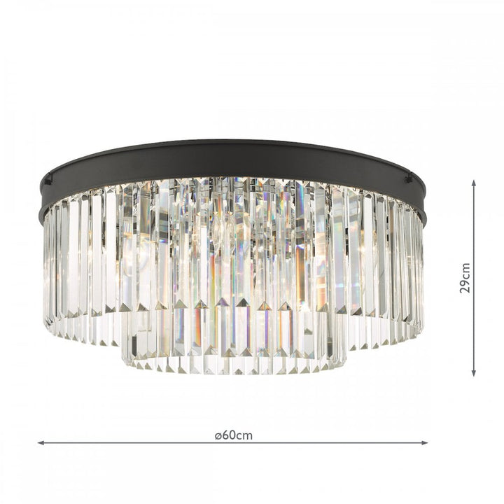 Dar CEL4822 Celeus 6 Light Flush Matt Anthracite & Crystal