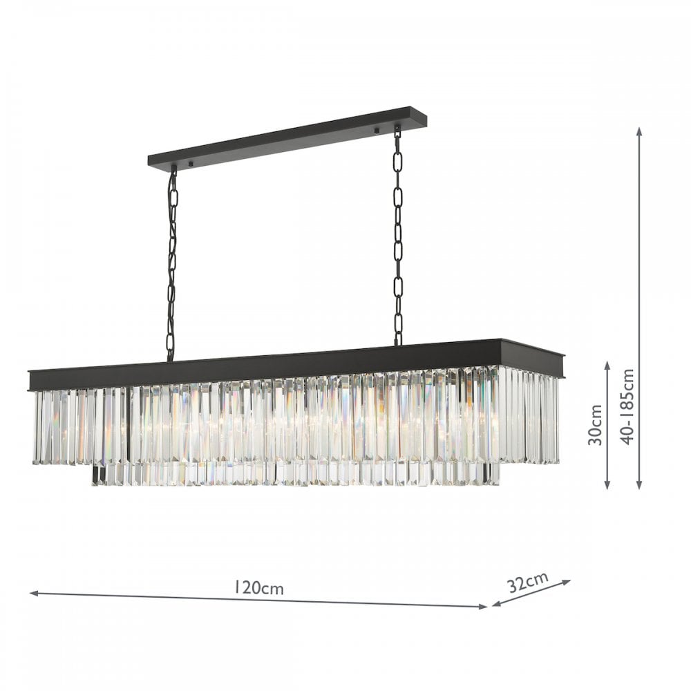 Dar CEL6422 Celeus 6 Light Bar Pendant Anthracite & Crystal