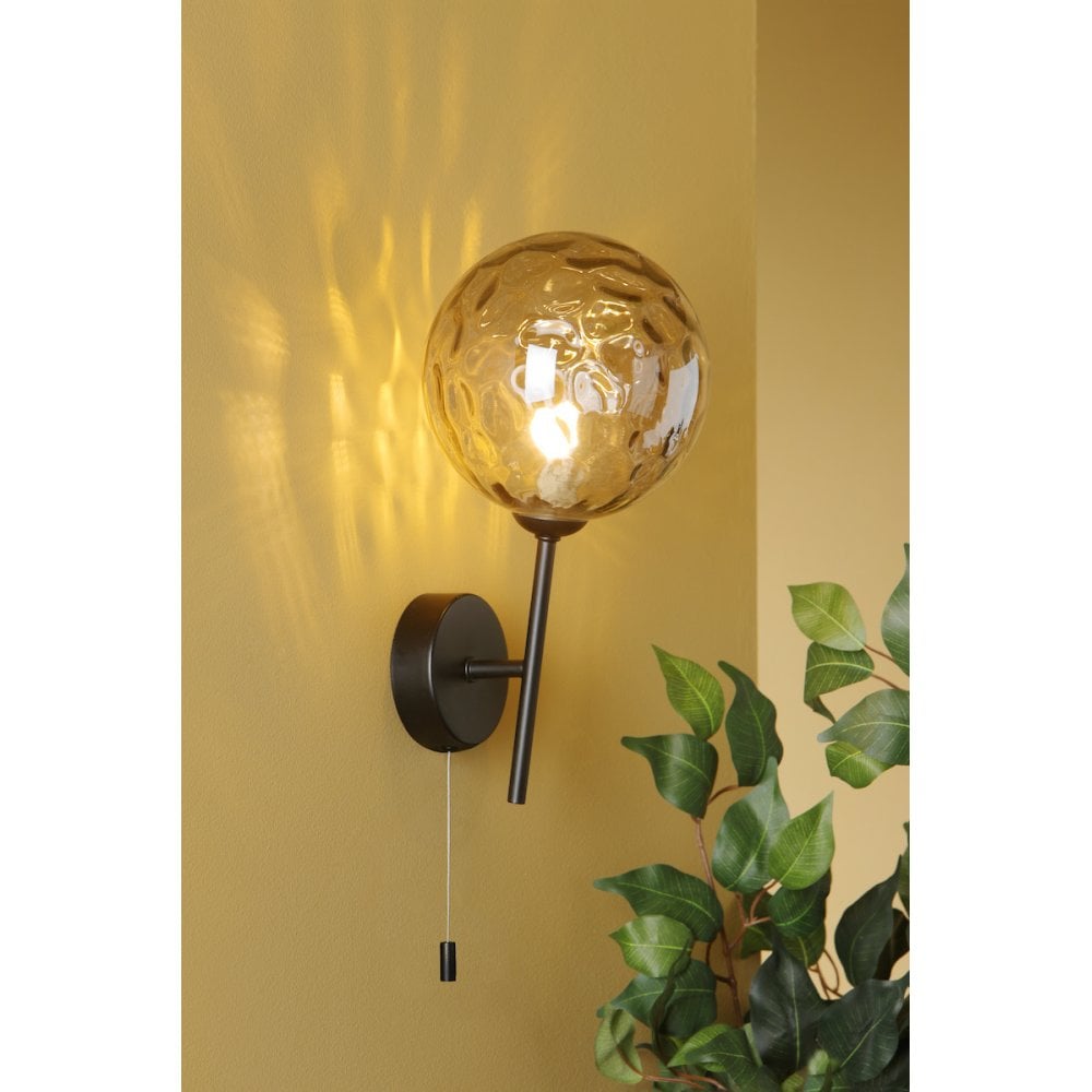 Dar COH0722-10 Cohen Wall Light Matt Black Smoked Glass