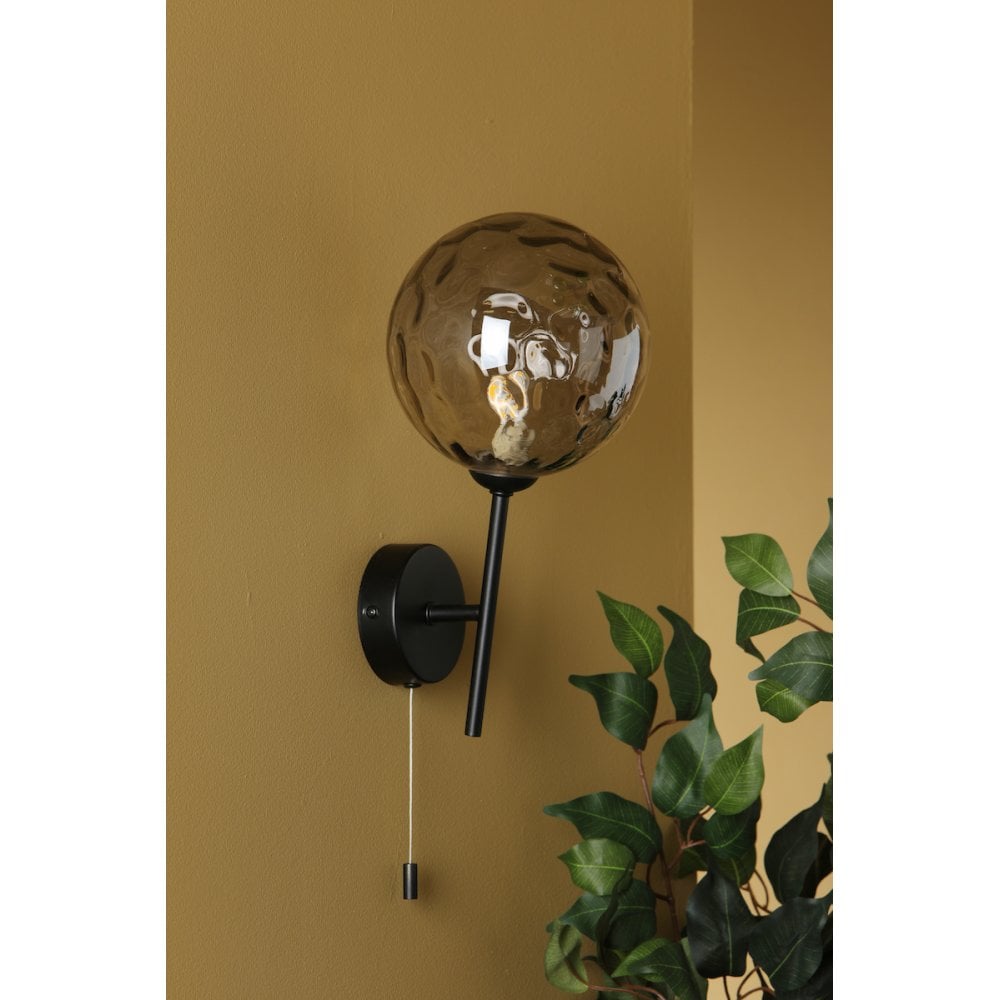 Dar COH0722-10 Cohen Wall Light Matt Black Smoked Glass