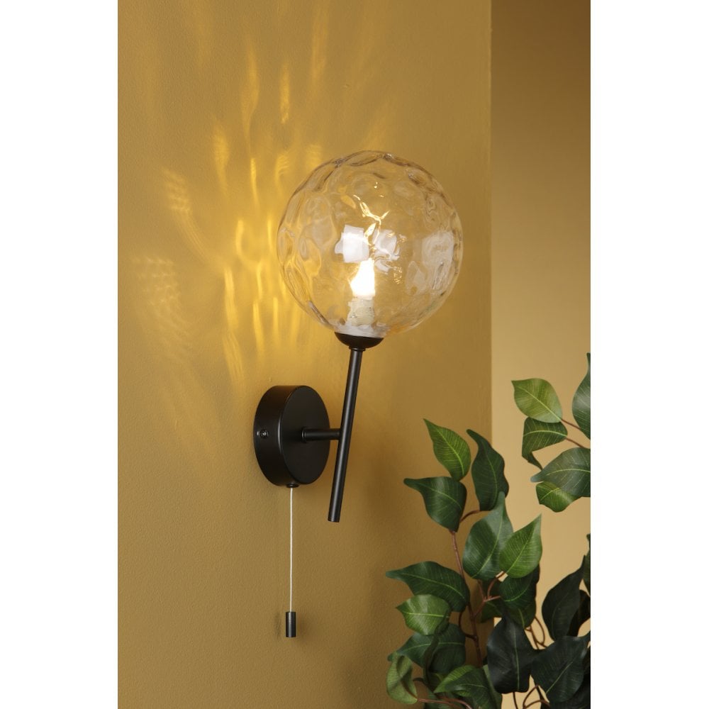 Dar COH0722-12 Cohen Wall Light Matt Black Moulded Glass