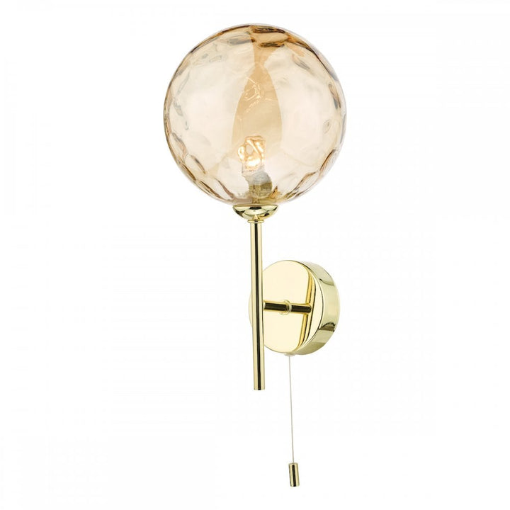 Dar Lighting COH0735-11 | Cohen | Wall Light | Polished Gold & Champagne Glass