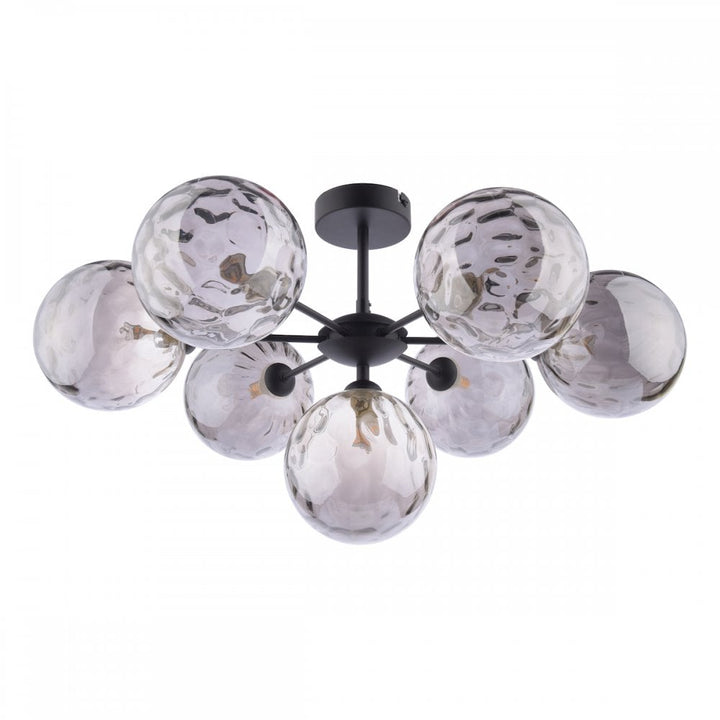 Dar COH3422-10 Cohen 7 Light Semi Flush Matt Black Smoked Glass