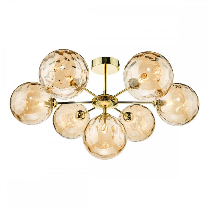 Dar COH3435-11 Cohen 7 Light Semi Flush Polished Gold Champagne Glass