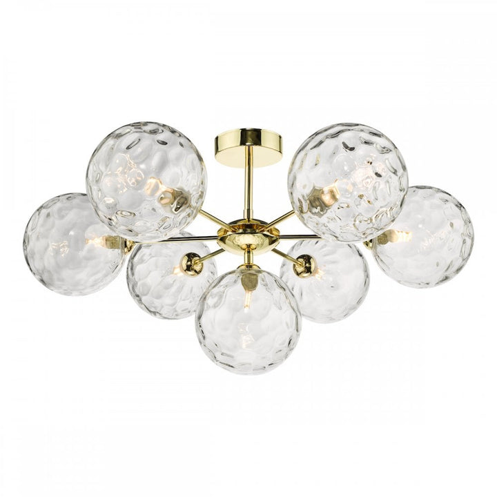 Dar COH3435-11 Cohen 7 Light Semi Flush Polished Gold Champagne Glass