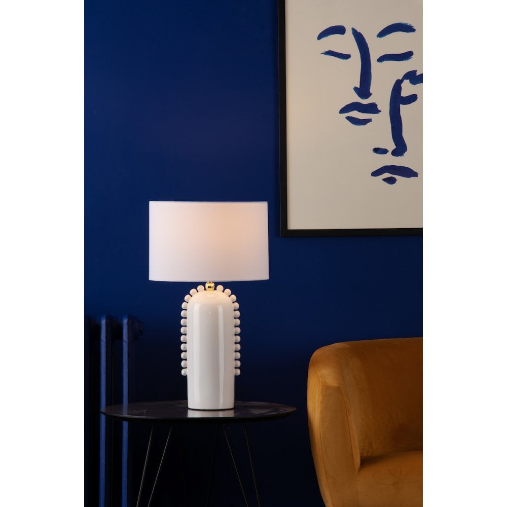 Dar DOL4202 Dolce Table Lamp White Ceramic With Shade