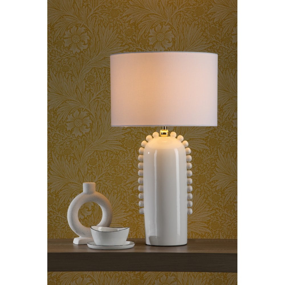 Dar DOL4202 Dolce Table Lamp White Ceramic With Shade