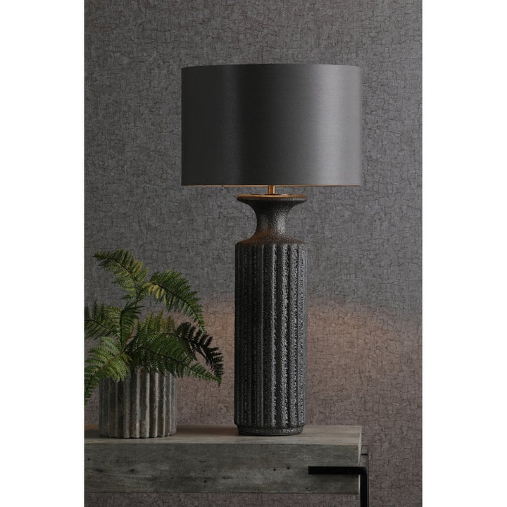 Dar DUG4222-BOK4232RS-X Dugan Table Lamp Black Volcanic Glaze With Shade