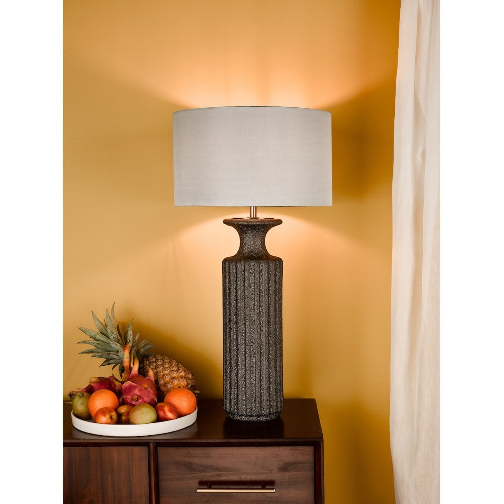 Dar DUG4222-BOK4232RS-X Dugan Table Lamp Black Volcanic Glaze With Shade