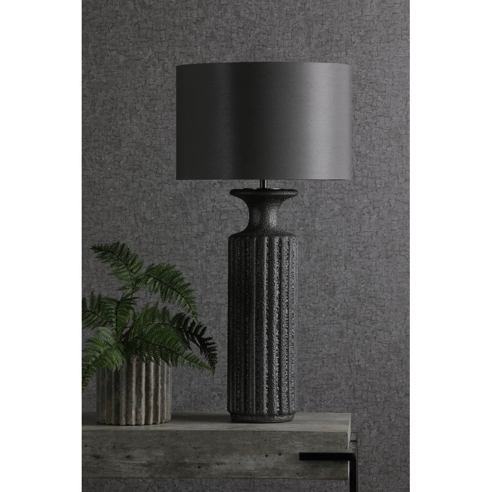 Dar DUG4222-BOK4232RS-X Dugan Table Lamp Black Volcanic Glaze With Shade