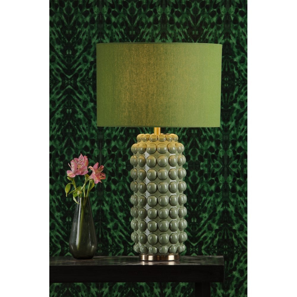 Dar ETZ4224 Etzel Table Lamp Green Antique Brass With Shade