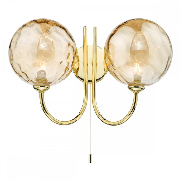 Dar JAR0935-11 Jared 2 Light Wall Light Polished Gold Champagne Dimpled Glass