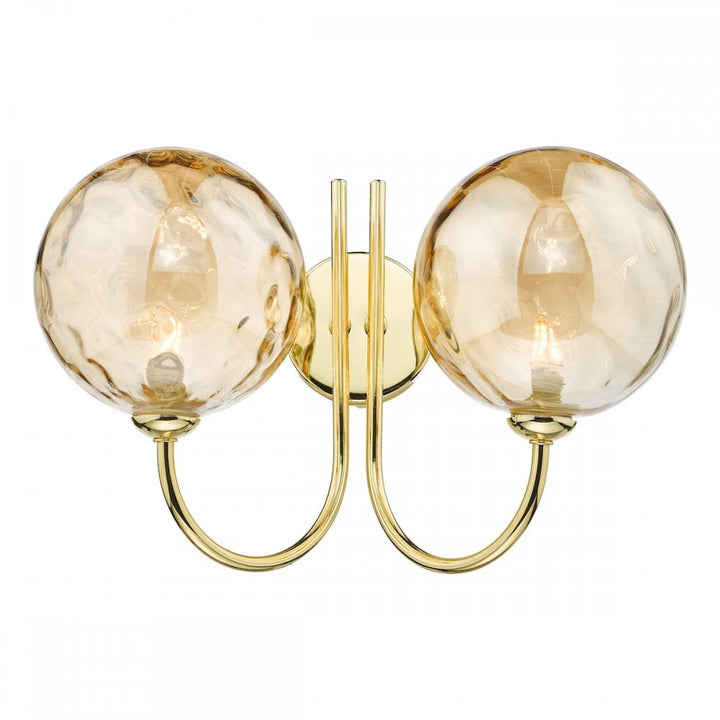 Dar JAR0935-11 Jared 2 Light Wall Light Polished Gold Champagne Dimpled Glass