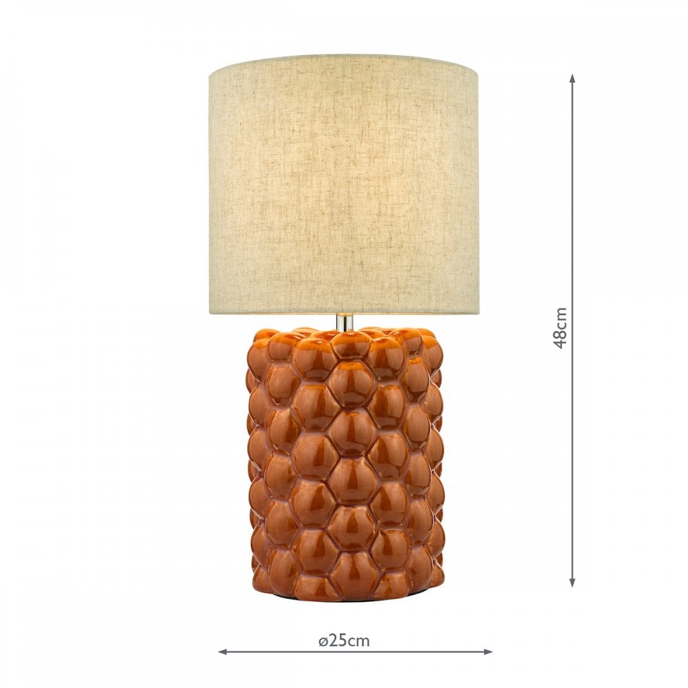 Dar JAY4211 Jayden Table Lamp Orange Glaze With Shade