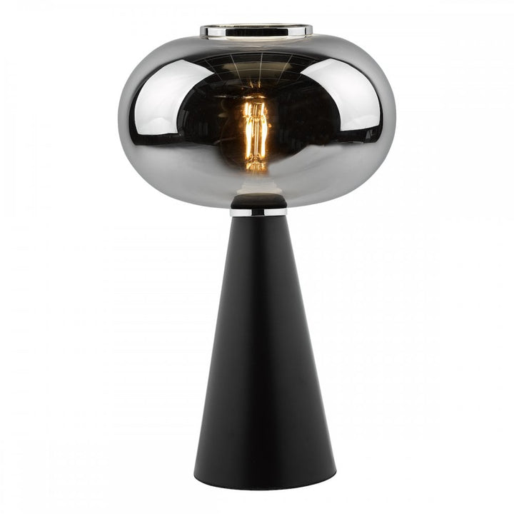 Dar JEN4222 Jensen Table Lamp Smoked Glass Satin Black