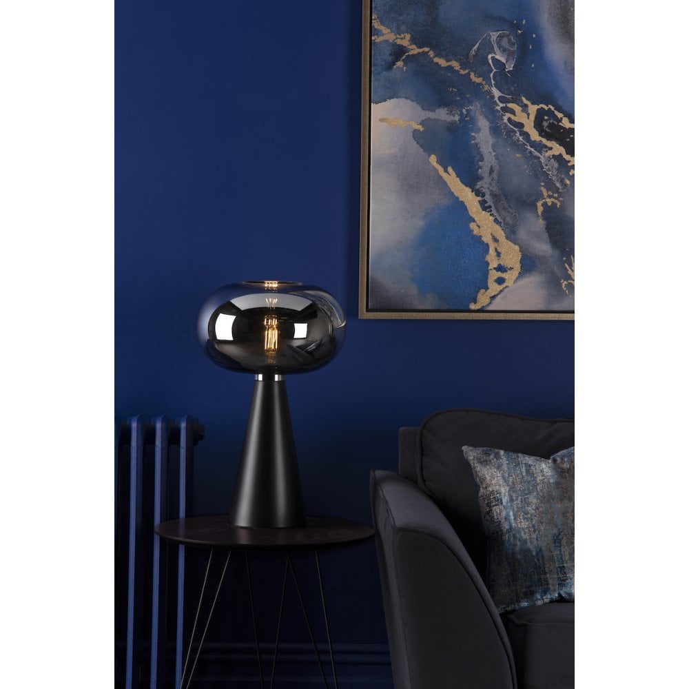 Dar JEN4222 Jensen Table Lamp Smoked Glass Satin Black