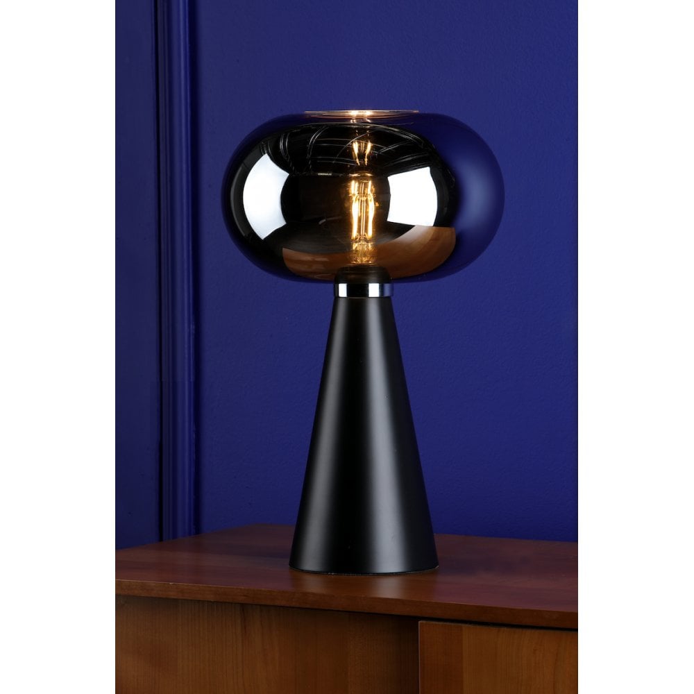 Dar JEN4222 Jensen Table Lamp Smoked Glass Satin Black