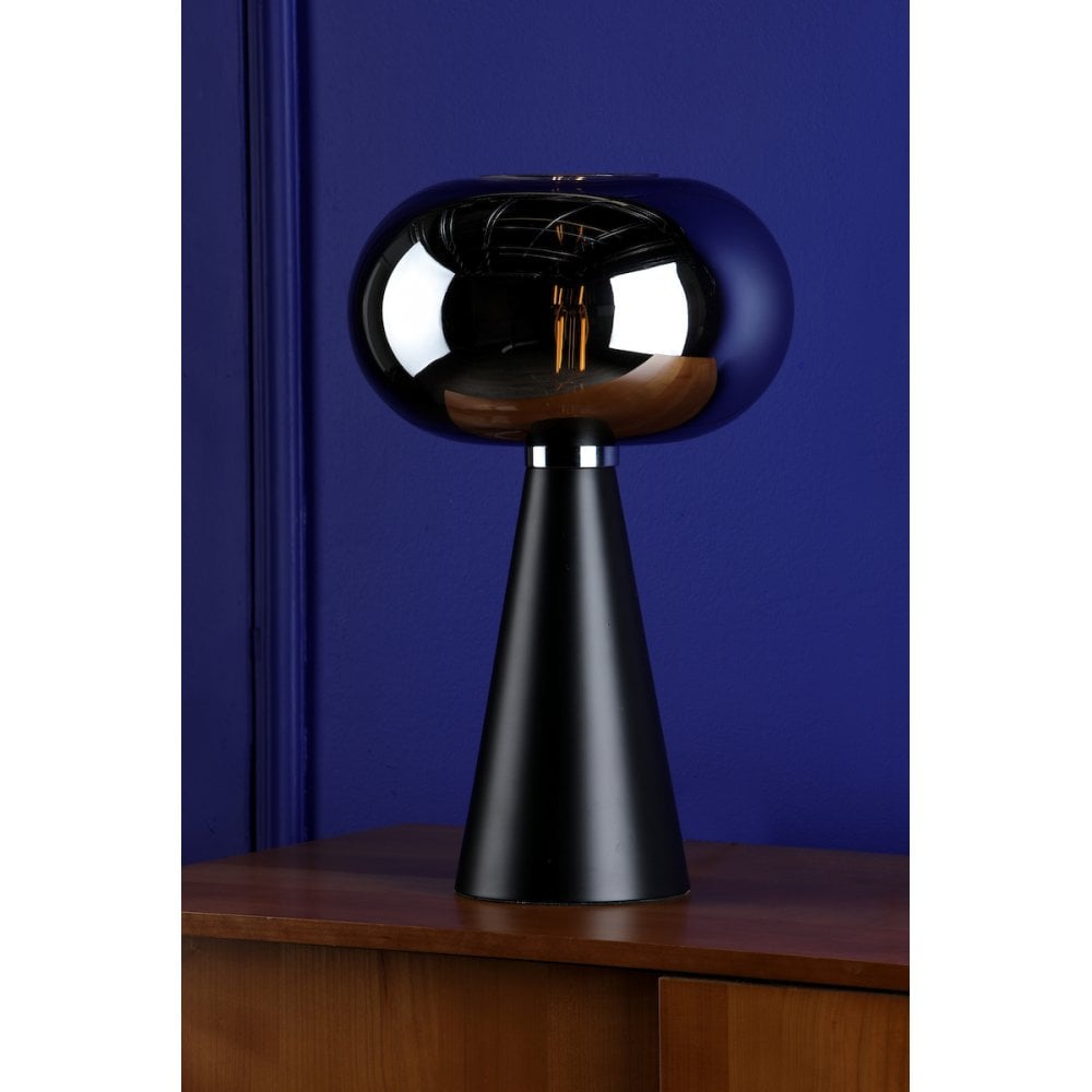 Dar JEN4222 Jensen Table Lamp Smoked Glass Satin Black