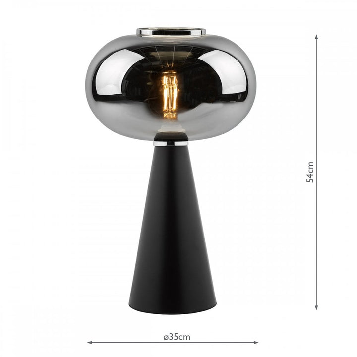 Dar JEN4222 Jensen Table Lamp Smoked Glass Satin Black