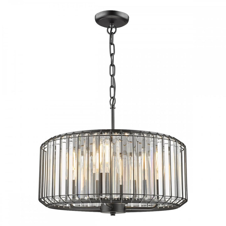 Dar NAE0422 Naeva 4 Light Pendant Satin Black Crystal