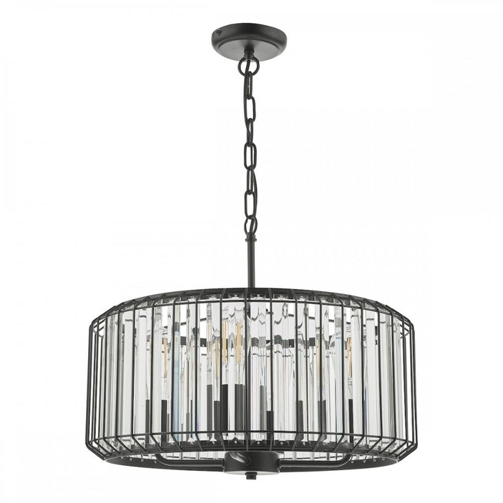 Dar NAE0422 Naeva 4 Light Pendant Satin Black Crystal