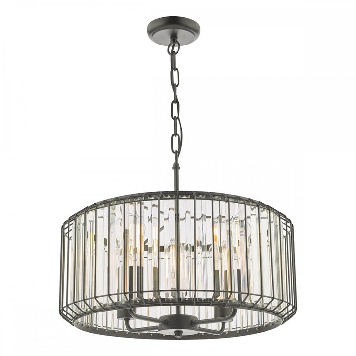 Dar NAE0422 Naeva 4 Light Pendant Satin Black Crystal