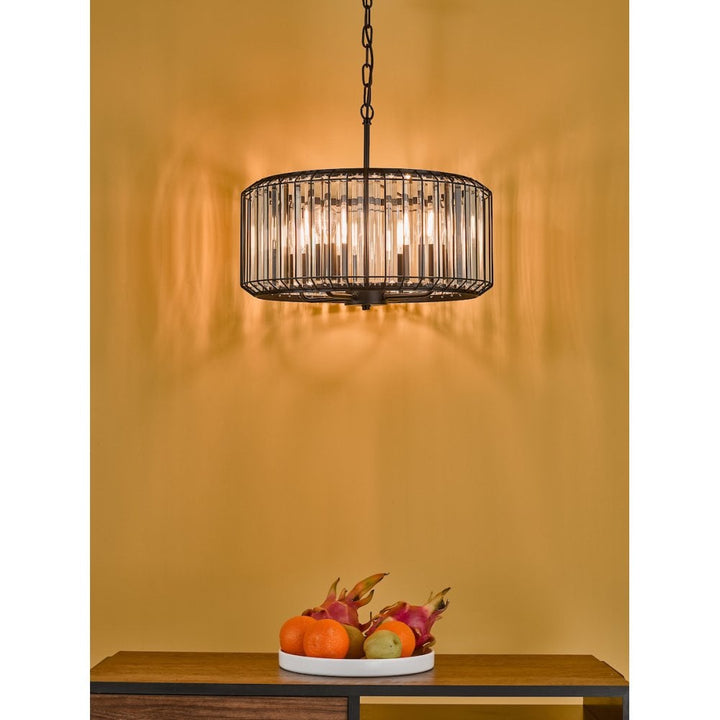 Dar NAE0422 Naeva 4 Light Pendant Satin Black Crystal