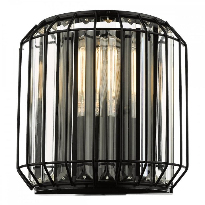 Dar NAE0922 Naeva 2 Light Wall Light Matt Black Glass