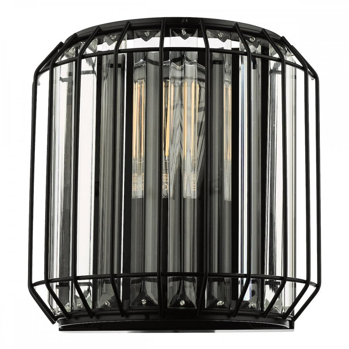 Dar NAE0922 Naeva 2 Light Wall Light Matt Black Glass