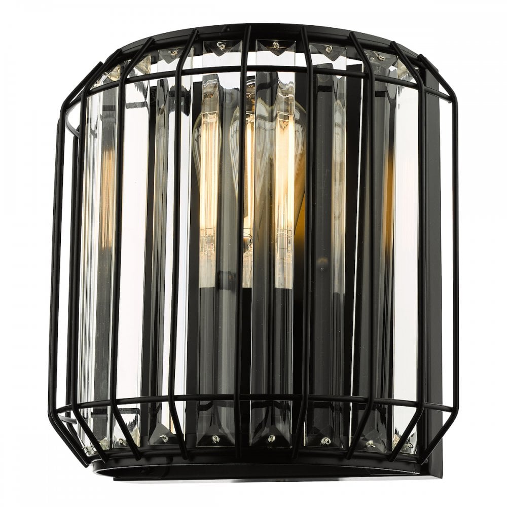 Dar NAE0922 Naeva 2 Light Wall Light Matt Black Glass