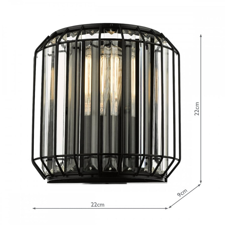 Dar NAE0922 Naeva 2 Light Wall Light Matt Black Glass