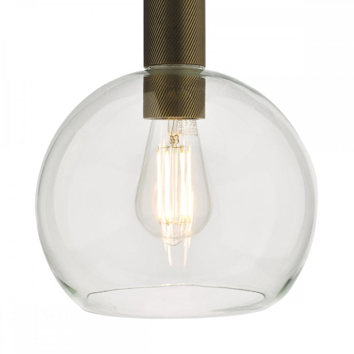 Dar NIK0140-E03 Nikolas Pendant Natural Solid Brass Round Clear Glass